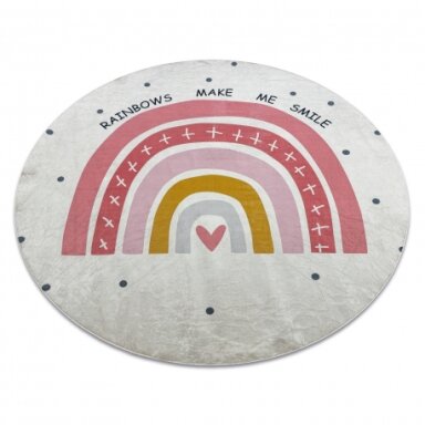 BAMBINO 47810 apskritimas plovimo kilimas Vaivorykštė, taškai vienaragis vaikams neslystantis - baltas / rožinis BAMBINO 47810 apskritimas plovimo kilimas Vaivorykštė, taškai vienaragis vaikams neslystantis - baltas / rožinis