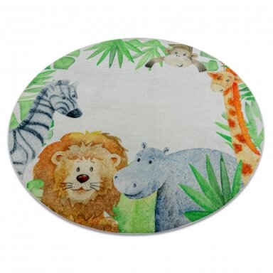 BAMBINO 54090 apskritimas plovimo kilimas Gyvūnai, Afrika vaikams neslystantis - baltas / žalias BAMBINO 54090 apskritimas plovimo kilimas Gyvūnai, Afrika vaikams neslystantis - baltas / žalias