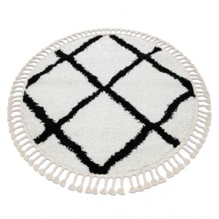 Kilimas BERBER CROSS Apskritas kilimas baltas Kilimas BERBER CROSS Apskritas kilimas baltas