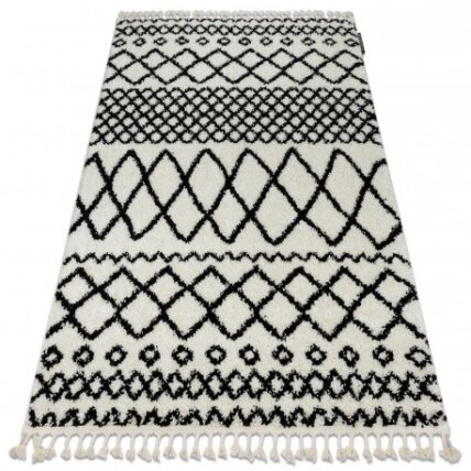 Kilimas BERBER SAFI N9040 balta / juoda kutai berberinis marokietiškas