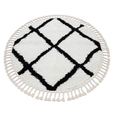 Kilimas BERBER CROSS Apskritas kilimas baltas Kilimas BERBER CROSS Apskritas kilimas baltas