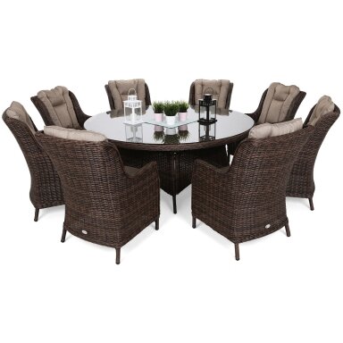 Lauko baldų komplektas BRISTOL ROUND BROWN MAT 8+1 Lauko baldų komplektas BRISTOL ROUND BROWN MAT 8+1