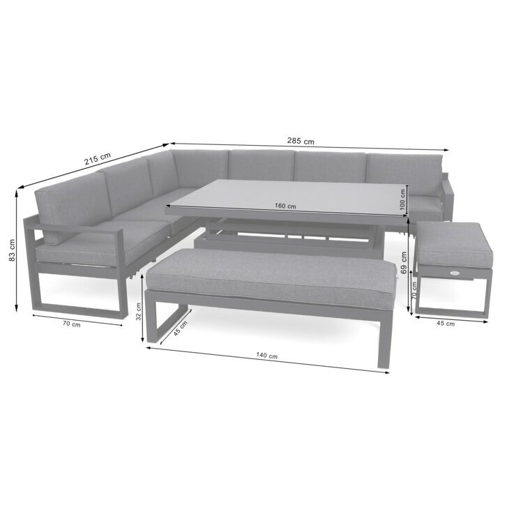 Lauko baldų komplektas NEAPOL GREY 8 Lauko baldų komplektas NEAPOL GREY 8
